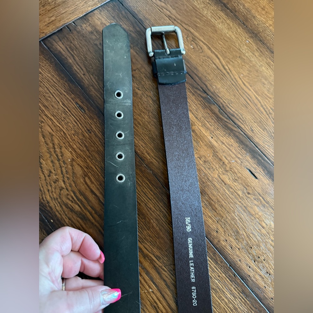 Source Unknown Black and Brown Leather Belts with Metal Grommets